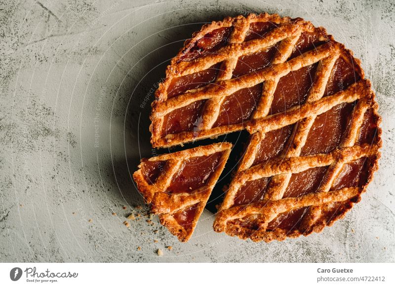 Amerikanischer Kuchen. Pastafrola argentinische Lebensmittel Foodfotografie Torte traditionelles Essen Bäckerei amerikanische Küche leichter Kuchen Quitte