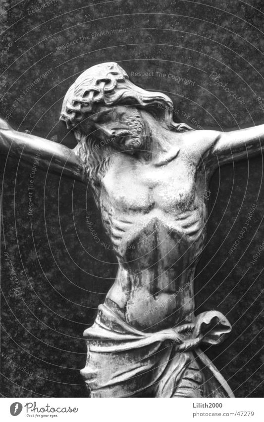 Friedhof 1 Jesus Christus Köln grau Dorn Grab Grabstein Religion & Glaube Rippen Schwarzweißfoto Marmor Traurigkeit
