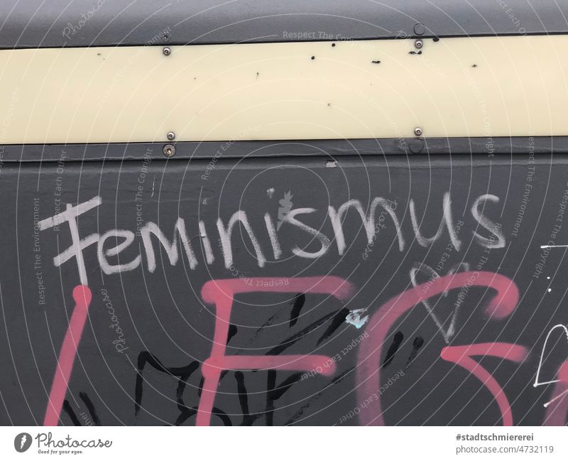 Feminism Feminismus Gendergerechtigkeit Genderdebatte Gleichstellung gleichberechtigung gleiche Rechte Frauen Straßenkunst Fassade Schriftzug Graffiti Farbfoto