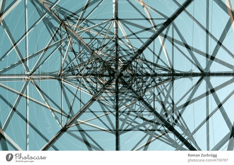 Hochspannungs Architektur Mast Elektrizität Energie Hochspannungsleitung Strommast Energiewirtschaft Überlandleitung Stromtransport Hochspannungsmast Himmel