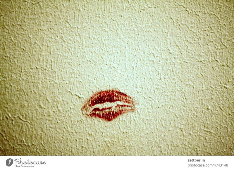 Kuss an der Wand abdruck berlin gebäude haus herbst innenstadt kreuzberg kuss kussmund küssen liebe lippe stempel urban wallroth wand wohnen putz farbe