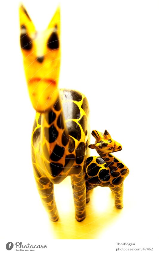 Safari 2 Holzfigur Tier gelb schwarz Afrika Schnitzereien Giraffe