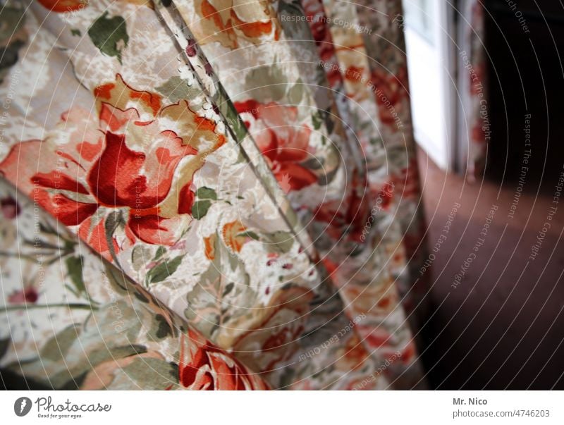 Blumenmuster Vorhang Gardine Stoff Häusliches Leben Dekoration & Verzierung Faltenwurf Textilien Sichtschutz undurchsichtig Raum Wohnung hängen