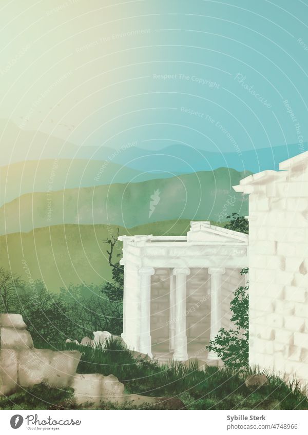 Griechische Tempelruinen im Morgenlicht Griechenland Europa Ferien & Urlaub & Reisen mediterran Ruinen Historie historisch Historische Bauten reisen Architektur