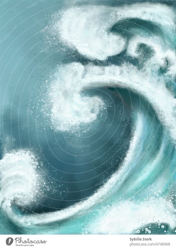 Welle Wellen winken Meer Wasser Wellengang Wellenkamm Brandung Meerwasser blau Sommer Wellenschlag