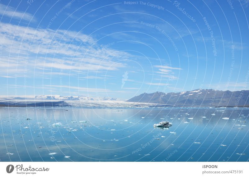 Iceland Umwelt Natur Landschaft Wasser Sommer Schönes Wetter Eis Frost Berge u. Gebirge Gletscher Seeufer Jökulsárlón Island atmen Coolness einfach kalt blau