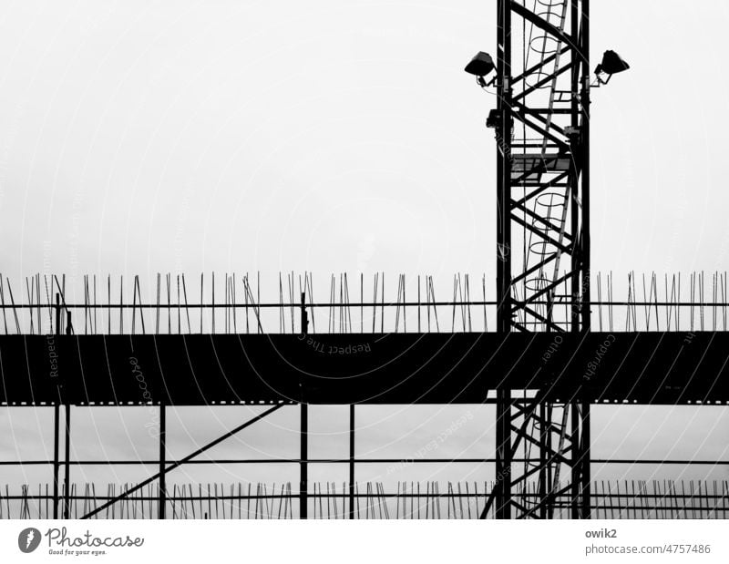 Nach oben Baustelle Silhouette Baukran Arbeit Arbeitsplatz aufstrebend Kran Außenaufnahme Arbeit & Erwerbstätigkeit Industrie Himmel Wolken Detailaufnahme