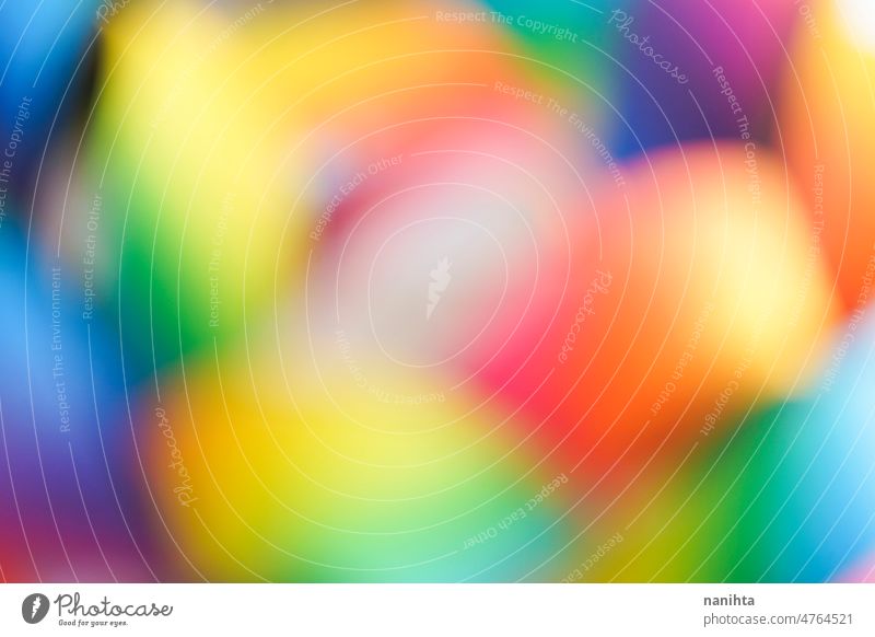 Bunter Regenbogen und abstrakter Hintergrund mit leuchtenden Farben farbenfroh pulsierend kreativ Kreativität Formen weich verrückt merkwürdig Freude Linien