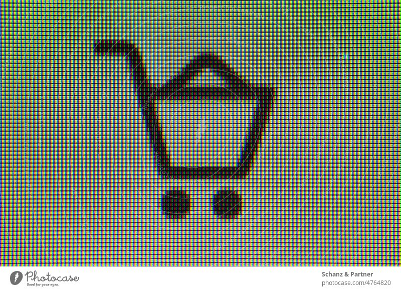 online Warenkorb Grafik als Makroaufnahme der Pixel auf einem Monitor RGB digital Online shopping Symbol Klick einkaufen Onlinehandel Internet Computer Laptop