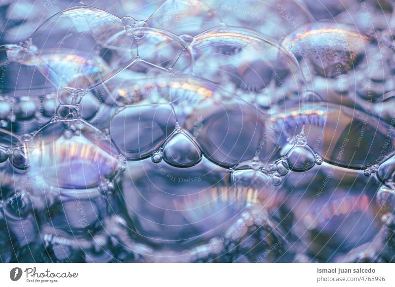 bunte Seifenblasen Hintergrund Schaumblase abstrakt blau Wasser liquide durchsichtig Hintergründe texturiert farbenfroh Farben Reflexion & Spiegelung Ball