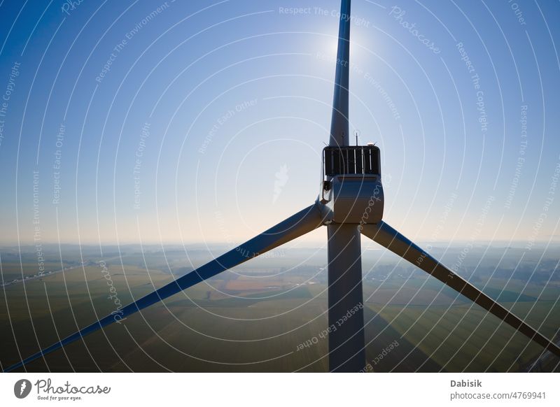 Luftaufnahme eines Teils einer Windkraftanlage auf dem Lande, Grüne Energie Windmühle Erzeuger Turbine regenerativ nachhaltig Kraft Innovation Öko Schutz Klima