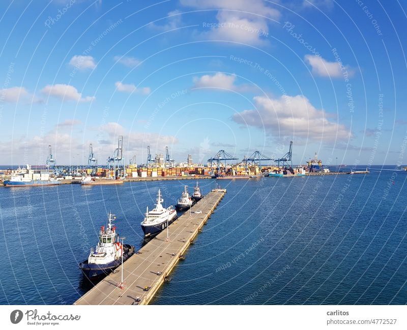 Hafen | Las Palmas de Gran Canaria Spanien Kanaren Kai Mole Schiff Kran Container Ware Handel Transport Meer Wasser Atlantik Industrie Verkehr