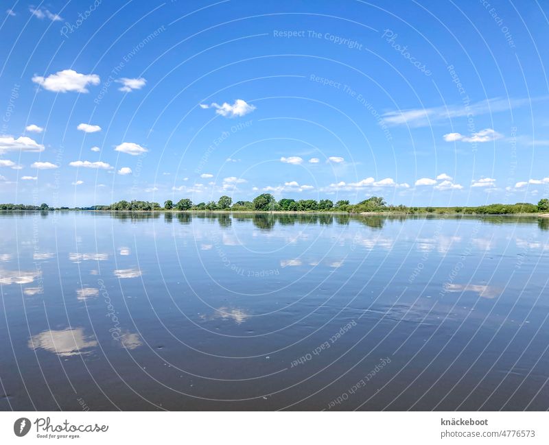 elbe Fluss Wasser Kanu Sommer Spiegelung im Wasser Ruhe Natur fließen Reflexion & Spiegelung blau Himmel Elbe Niedersachsen