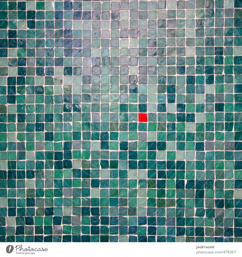 Rot im Grünen Kunsthandwerk Wand Fassade Dekoration & Verzierung glänzend schön klein grün rot Einigkeit ästhetisch Kreativität Mittelpunkt Quadrat Farbenspiel