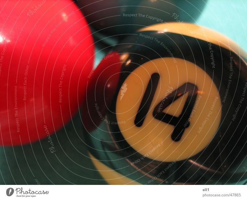 No 14 Billard Spielen Ziffern & Zahlen rot schwarz grün game Kugel Ball blau