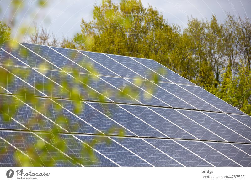 große Photovoltaikanlage auf einem Dach. Ausbau erneuerbarer Energien Erneuerbare Energie Solarenergie Energiegewinnung Solarstrom Solarzellen nachhaltig
