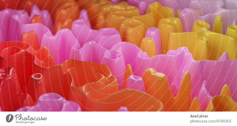 rosa orange Hintergrund Tapetenkollektion mit cremigen abstrakten Formen.3D-Rendering-Bild mit Textur ideal für Marketing-und Social-Media-Bilder.Out of focus Schicht Leinwand Kopierraum für Text und Bilder