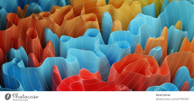 Multicolor-Hintergrund Tapetenkollektion mit cremigen abstrakten Formen.3D-Rendering-Bild mit Textur ideal für Marketing-und Social-Media-Bilder.Out of focus Schicht Leinwand Kopierraum für Text und Bilder