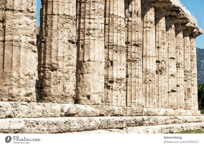 Säulen, Paestum, Italien Kampanien alt Antike Altertum Steine Tempel Historisch Geschichte Treppen griechisch historisch Tourismus Außenaufnahme Architektur