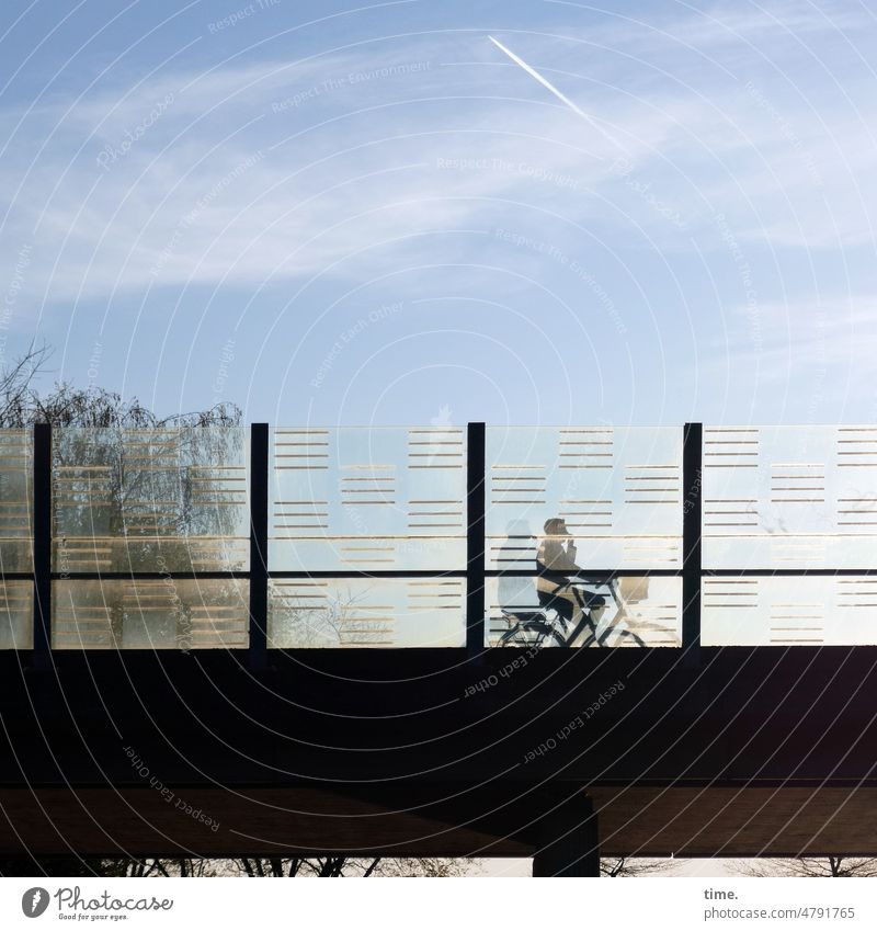 4eyes | bridge of illusion, 10 Silhouette brücke gegenlicht fahrrad mann deko sicherheit glas schutz fahrradfahren Verkehrsmittel Verkehrswege sonnig streifen