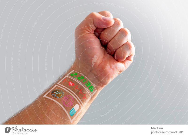 Vitalwerte, Mobile Geräte Blutdruck Blutdruckmesser Handgelenk Handgerät Information Arme Faust App Vorrichtungen Daten drahtlos Körperteil Lifestyle messen