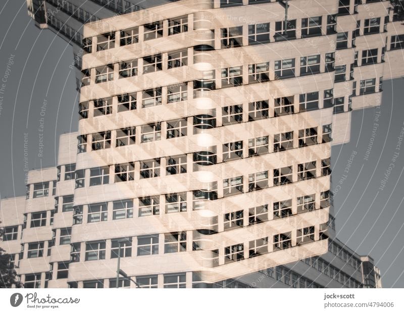 Denkmal der neuen Sachlichkeit im Doppelpack Shell-Haus Fassade Architektur Stil Surrealismus Doppelbelichtung Reaktionen u. Effekte Experiment abstrakt