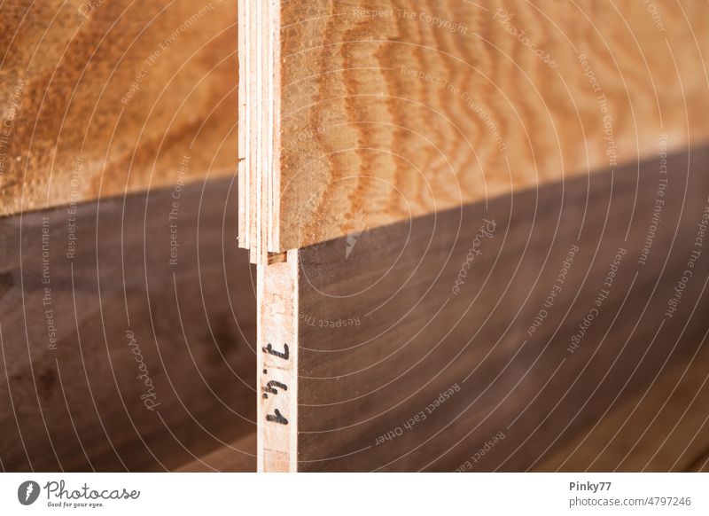 Zugeschnittene Holzbretter in einer Schreiner Werkstatt Brett Tischler Industrie Handwerk Möbelbau Möbelhandwerk Nahaufnahme Hintergrund Schreinerei
