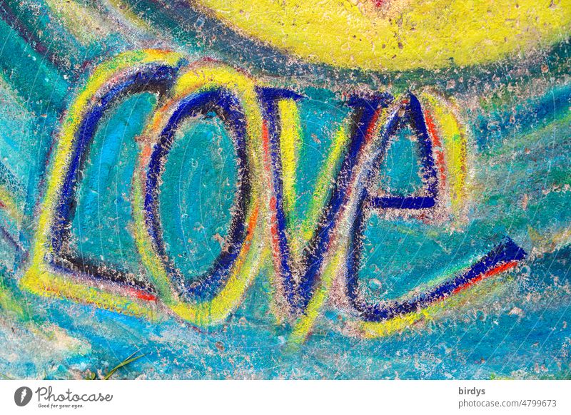 Love . Buntes Grafitti. Liebe Graffiti love velieben verliebt Schriftzeichen bunt Liebeserklärung Gefühle Verliebtheit Glück Nächstenliebe Liebesgruß Wand