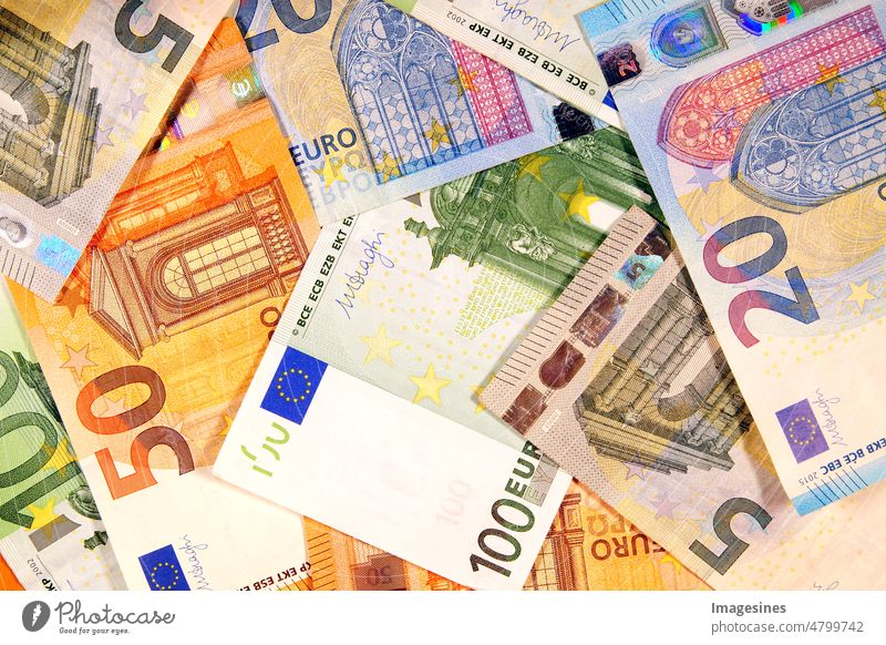 Euro-Banknoten-Hintergrund. Europäisches Zahlungssystem. Euro-Geldschein. Geschäfts- und Finanzkonzept hintergrund bank bankwesen banknote banknoten geschäft