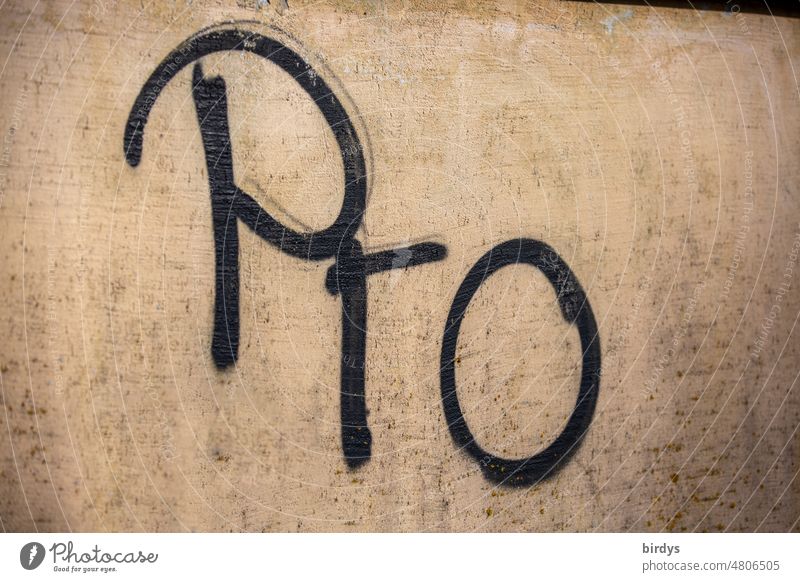 Pro. Dafür. Schriftzeichen als Grafitti auf einer Wand Präposition Vorsilbe Aussage Bekenntniss Graffiti Wort Gedeckte Farben formatfüllend Typographie