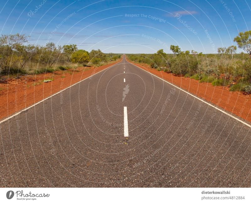 Strasse im Outback in Australien Reise Freiheit Sommer Urlaub Sonne Ferien & Urlaub & Reisen Himmel Horizont Highway Stuart Highway Roadtrip Straße Fernweh