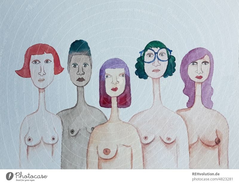 Illustration nackte Frauen divers Diversität Liebe Toleranz Mensch Gleichberechtigung Sexismus Sexualität Vielfalt schön Schönheit Solidarität Gleichstellung