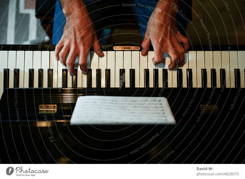 Klavier spielen - Hände auf den Tasten üben Noten Musiker Musikinstrument tasten Kultur musizieren Klaviatur