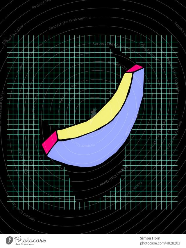 Illustration – Banane Grafik u. Illustration Raster grafisch graphisch Geometrie Muster Lebensmittel minimalistisch Nahrung Untersuchung Streifen