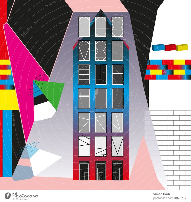 Grafik – Stockwerke Grafik u. Illustration Grafische Darstellung Hochhaus Farbverlauf graphisch Design Strukturen & Formen Zusammenleben Hintergrundbild