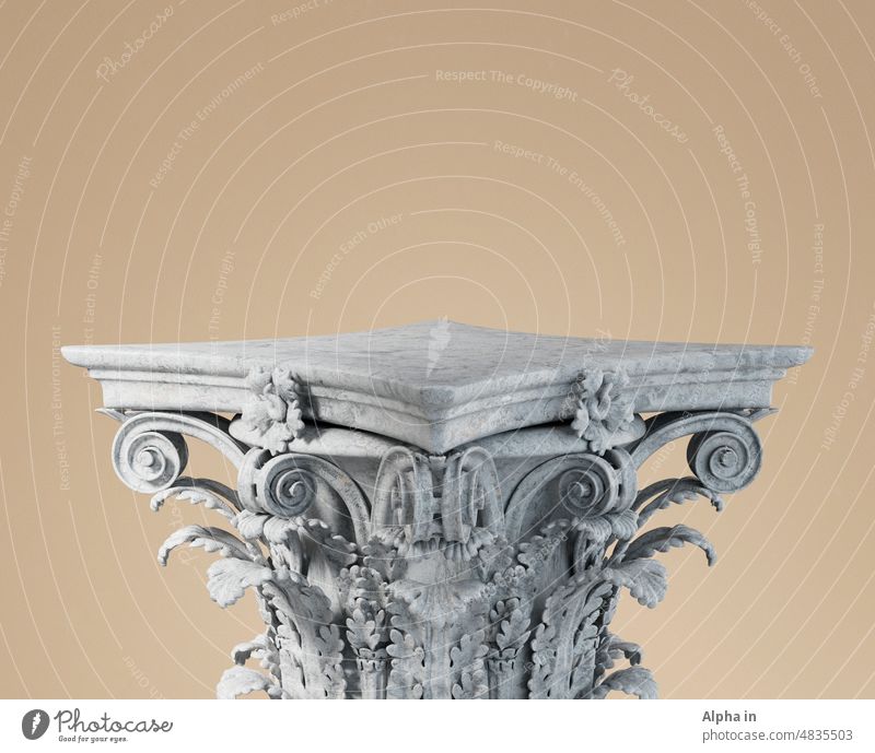 Weißer Marmor antiken griechischen Architektur Skulptur klassische Spalte Podium Pastell Farbe Hintergrund Display Premium-Luxus-Produkt Text Raum Förderung Werbung Vorlage 3d Rendering Mockup Konzept