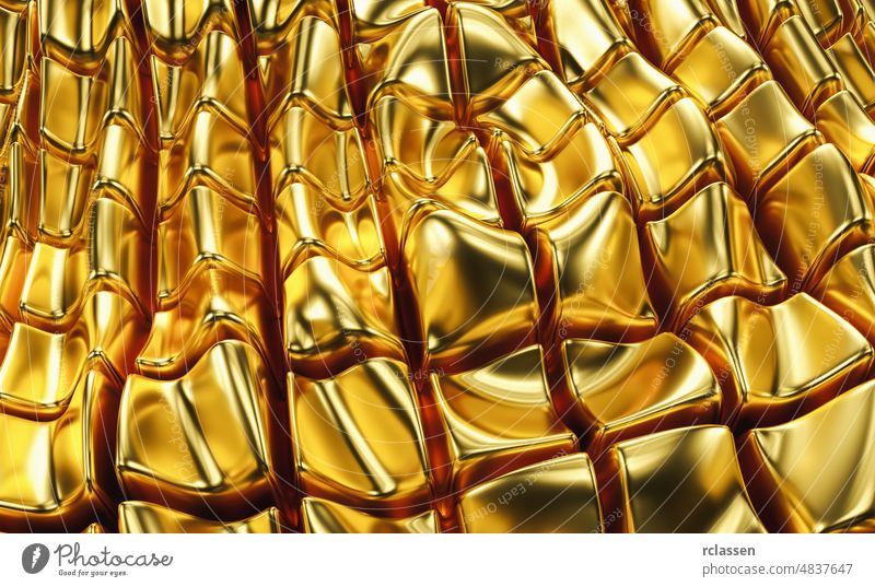 Schön, luxuriös, Luxus kubischen goldenen Hintergrund. 3d Illustration, 3d Rendering Bronze Gewebe Glamour abstrakt Würfel Konzept kupfer Textur 3D-Rendering