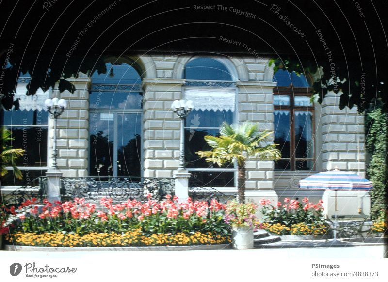Eingang am See zum Grand Hotel National in Luzern, Schweiz schön Blumen reisen Tourismus Landschaft Architektur Außenaufnahme Reichtum