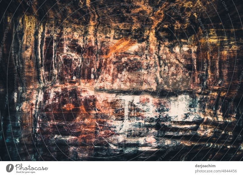 ca. 4000 alte Höhlenmalereien der Aborigines. Malerei Farbe Kunst Kreativität Freizeit & Hobby Zeichnung Gemälde malen Wasserfarbe Innenaufnahme Kunstwerk