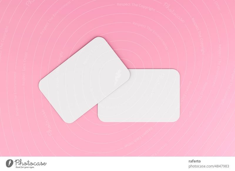 Blank weiße Karte isoliert auf rosa Pastell Farbe Hintergrund minimal konzeptionellen 3D-Rendering Schilder Werbung Karton Kontakt Schriftstück graphisch