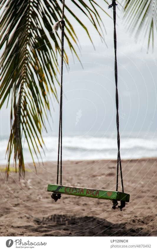 CR XIX. Eine Schaukel am Ende der Welt tortuguero Costa Rica Palme Strand Urlaub Ferien & Urlaub & Reisen entspannung genießen Ruhe ausruhen Sommerurlaub