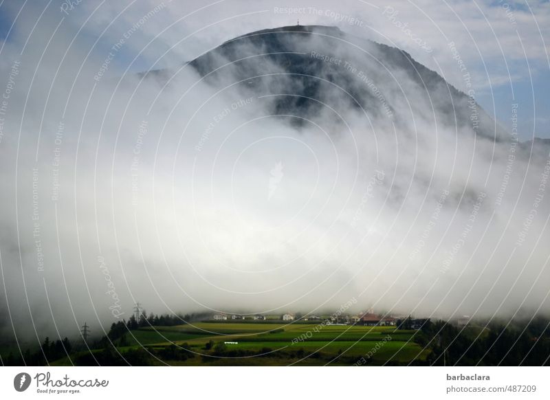 Wasserzeichen | Kondensation Umwelt Natur Landschaft Himmel Wolken Klima Nebel Feld Wald Alpen Berge u. Gebirge Gipfel Dorf hell viele Bewegung