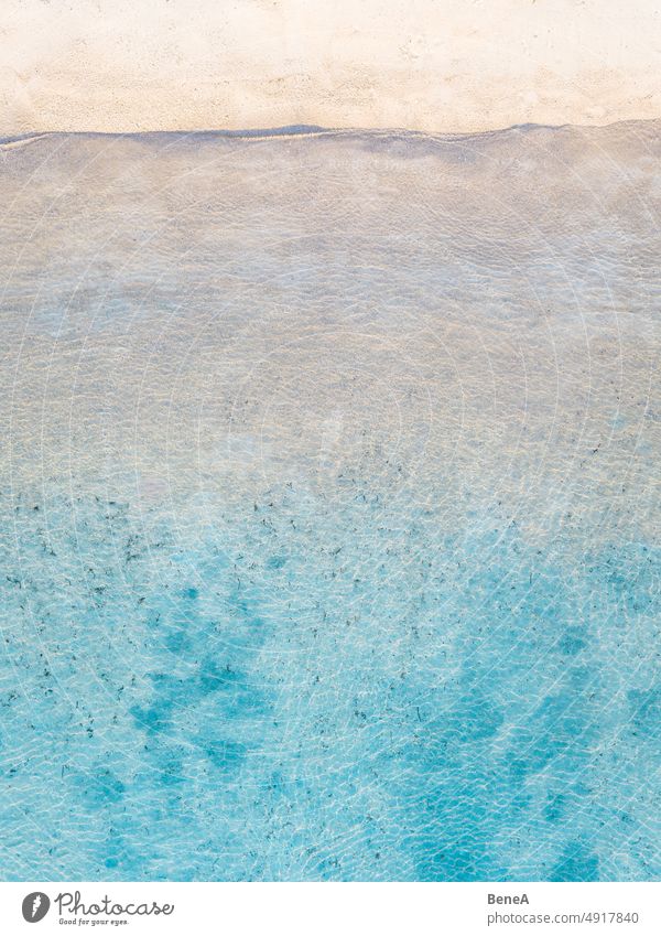 Schöner Strand mit kristallklarem Wasser Antenne aqua Baden Bucht schön blau Windstille übersichtlich Küste Küstenstreifen Küstenlinie Kristalle Ausflugsziel