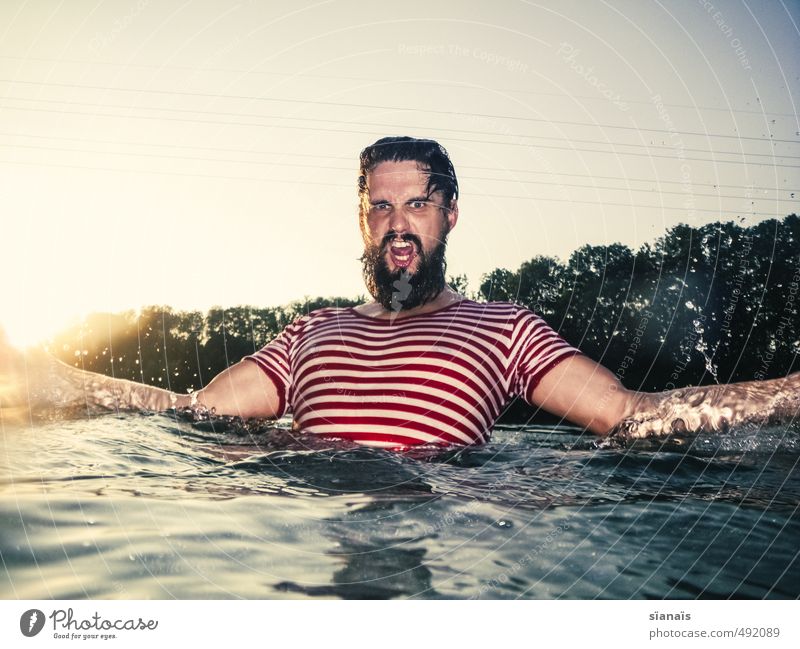 THIS IS AARE! schön Schwimmen & Baden Ferien & Urlaub & Reisen Sommer Mensch maskulin Mann Erwachsene Bart Brust Umwelt Natur Wasser Wut Kraft Mut