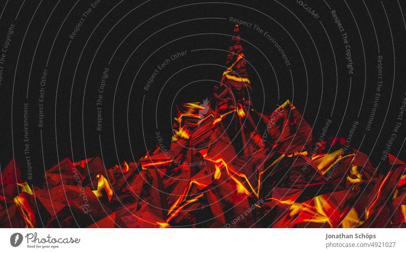 3D-Rendering Gitternetz Landschaft Lava Feuer Raster 3d dreidimensional Design rendern modern Form abstrakt Technik & Technologie Grafik u. Illustration