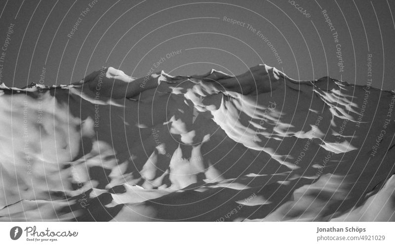 3D-Rendering einer abstrakten geometrischen Landschaft Berge oder Wellen 3D-Landschaft dreidimensional Design rendern modern Form Hintergrund