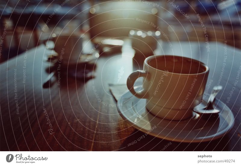 coffeeport Café Tasse Löffel Zucker Tisch Mallorca Untertasse Strukturen & Formen Hintergrundbild ruhig Sehnsucht Erholung Gegenlicht Abschied Tragegriff