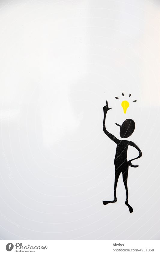 Illustrierte Figur der ein Licht aufgeht. Lösung, Idee mit Textfreiraum Erleuchtung Einfall Geistesblitz Erfindung Inspiration Glühbirne illustration symbolisch