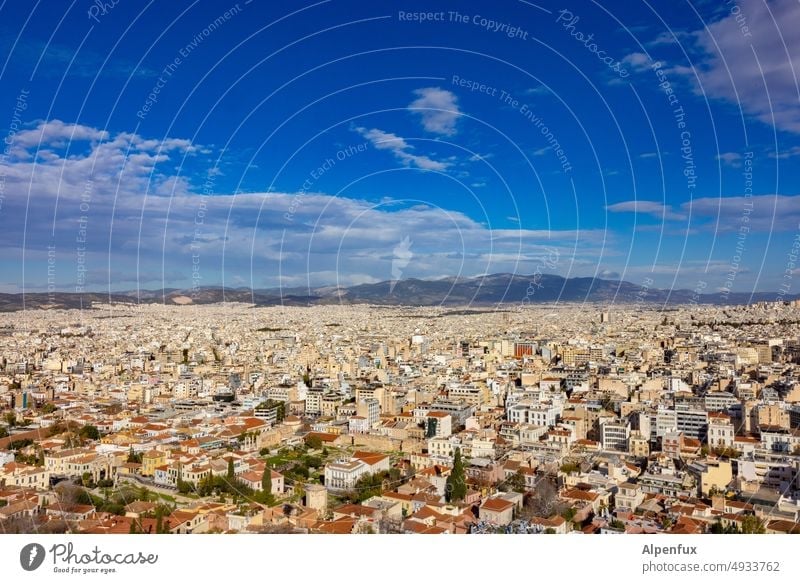 Big City Athen Stadt Griechenland Hauptstadt Außenaufnahme Großstadt Farbfoto Europa Ferien & Urlaub & Reisen Panorama (Aussicht) Himmel Gebäude Wahrzeichen