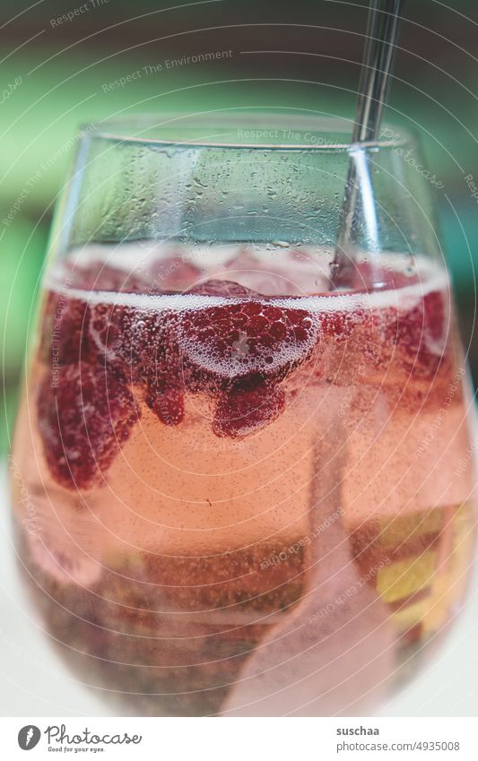 fruchtige erfrischung Getränk Cocktail Erfrischung Hitze Sommer trinken Glas Früchte Himbeeren prickelnd Urlaub Erfrischungsgetränk lecker Longdrink Limonade